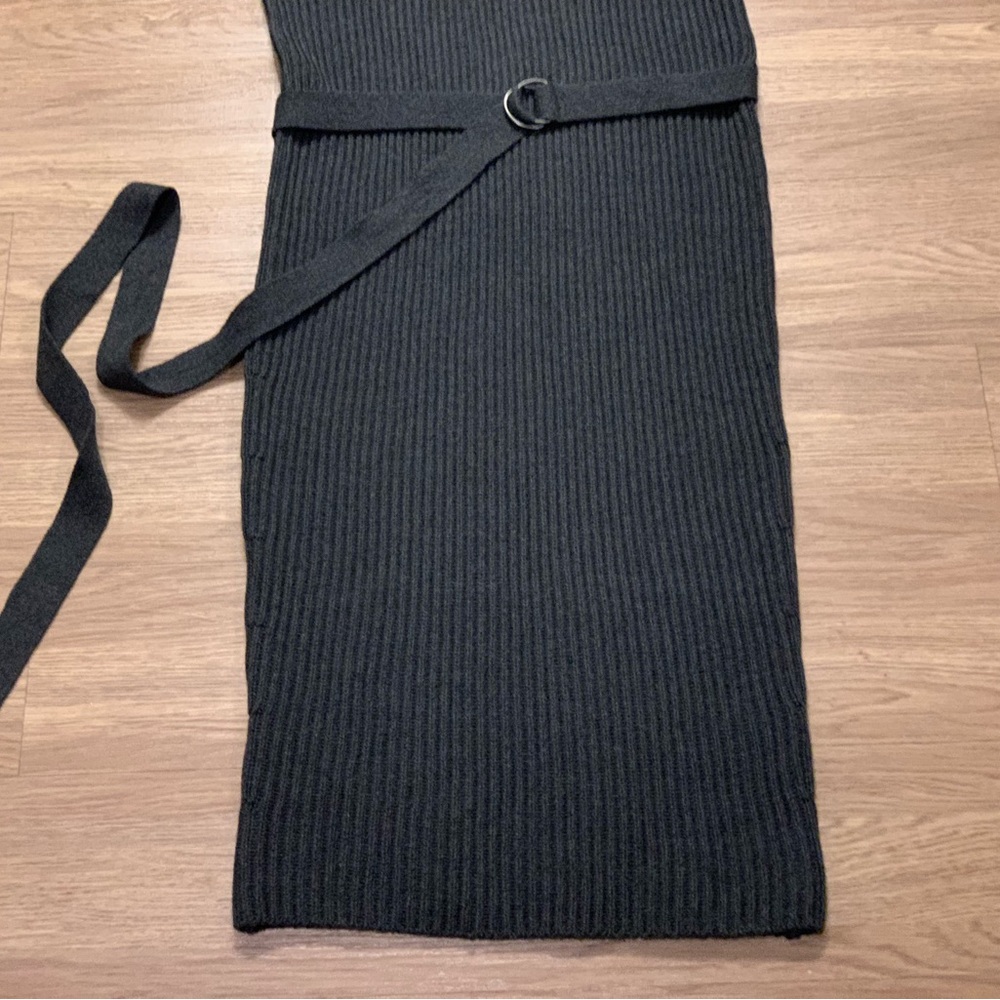 NEW AllSaints East Knit Cotton Ribbed Belted Midi Dress Gray Charcoal Size M - Picture 5 of 14